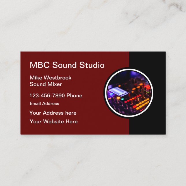 Cool Modern Sound Studio Business Cards (Front)