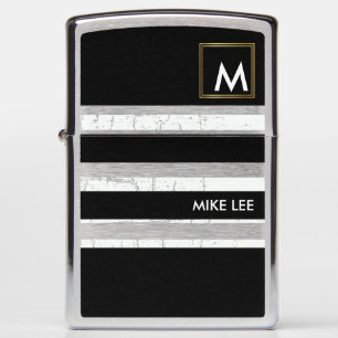 cool & modern, striped & monogrammed zippo lighter