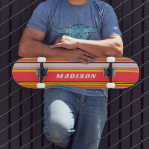 Cool Modern Stripes Personalized Custom Name Skateboard