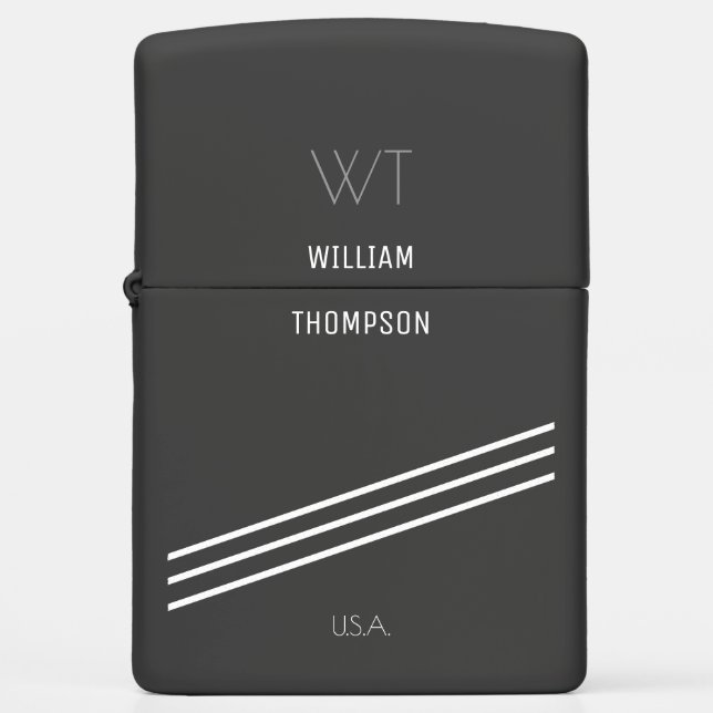 cool & modern, stylish black zippo lighter (Front)