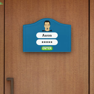 Cool Modern Tech Geek Funny Login Personalized Door Sign