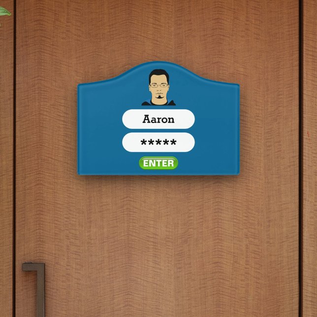 Cool Modern Tech Geek Funny Login Personalized Door Sign (Creator Uploaded)