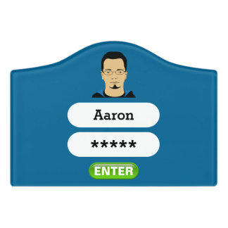 Cool Modern Tech Geek Funny Login Personalized Door Sign