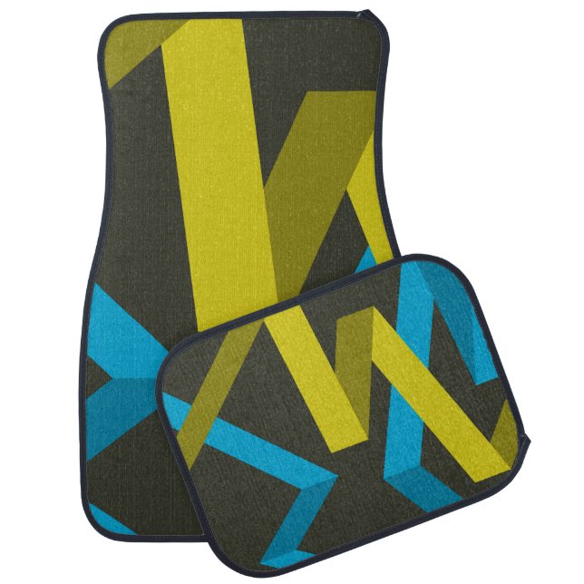 Cool, modern, trendy geometric ways flowing car floor mat (Set)