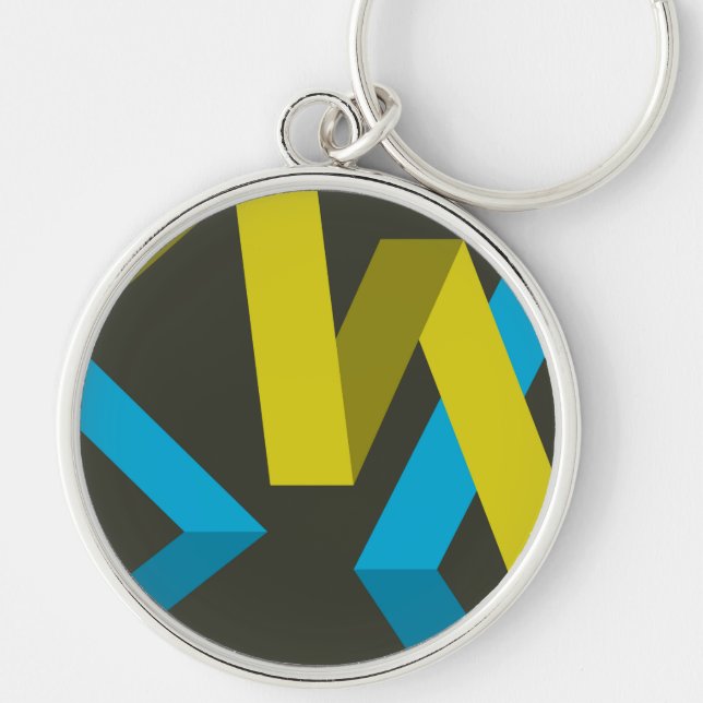 Cool, modern, trendy geometric ways flowing keychain (Front)