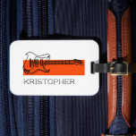 Cool Modern Trendy Minimal White Add Name Guitar Luggage Tag<br><div class="desc">Get ready to rock with this cool and modern minimalist white and orange design featuring an awesome guitar drawing. Add your name and stand out in style.</div>