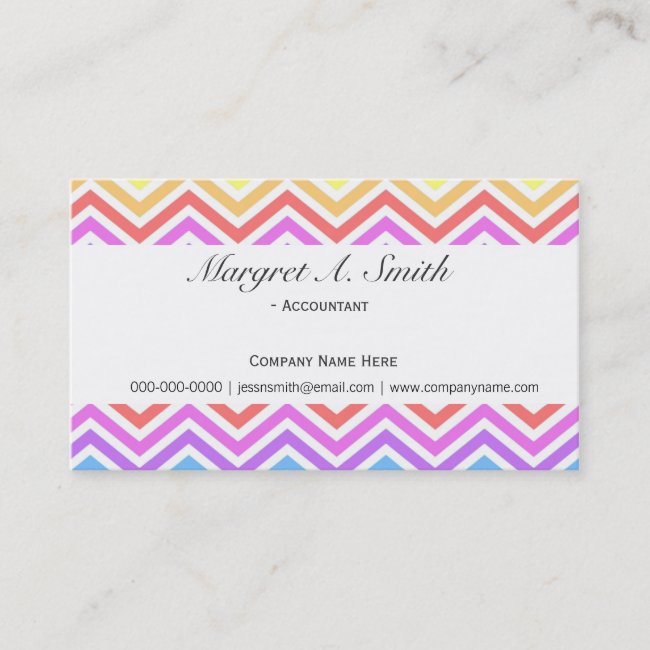Cool modern trendy rainbow colorful chevron business card