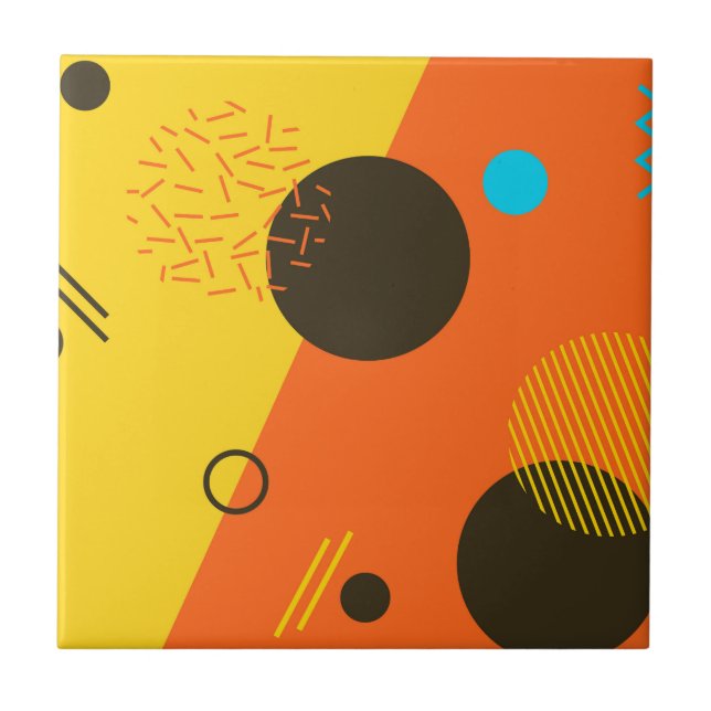 Cool, modern, trendy, urban Memphis illustration Ceramic Tile (Front)