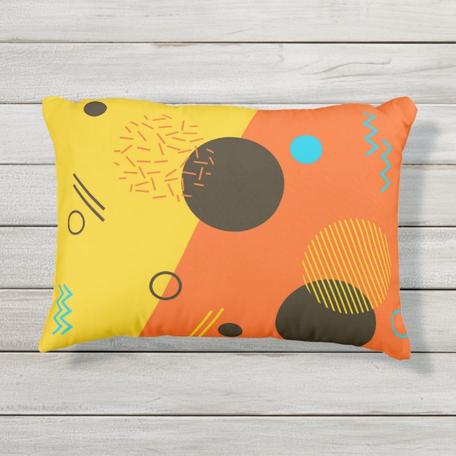Cool, modern, trendy, urban Memphis illustration Outdoor Pillow (Back)