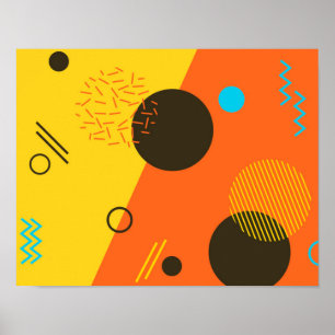 Cool, modern, trendy, urban Memphis illustration Poster