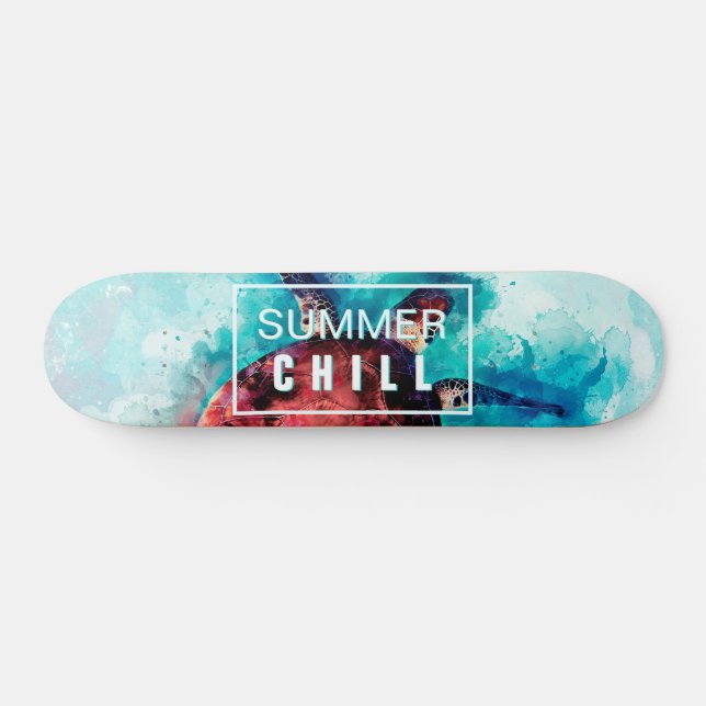 Cool Modern Tropical Ocean  Skateboard (Horz)