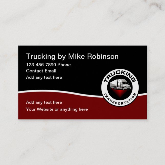Cool Modern Trucking Truck Driver  Business Card (Front)