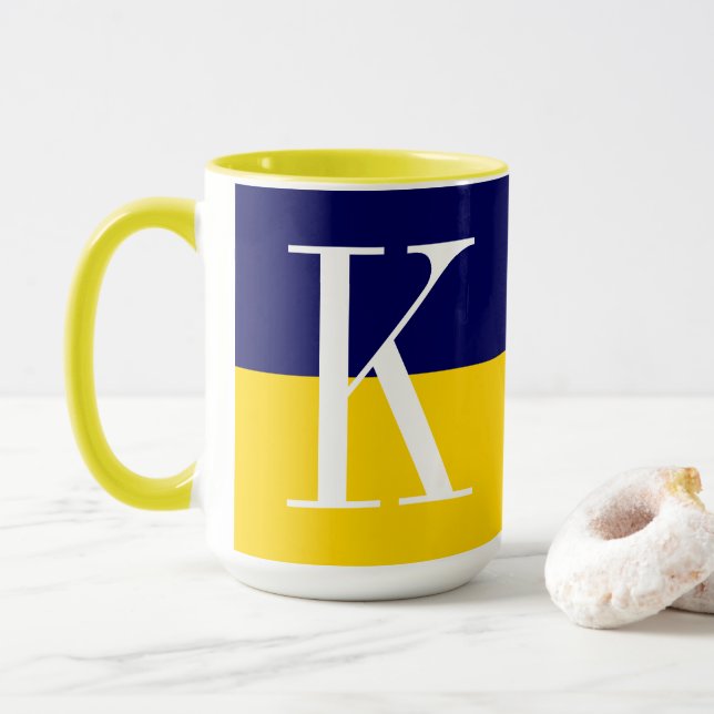 Cool Modern Two Tone Monogram Mug (With Donut)