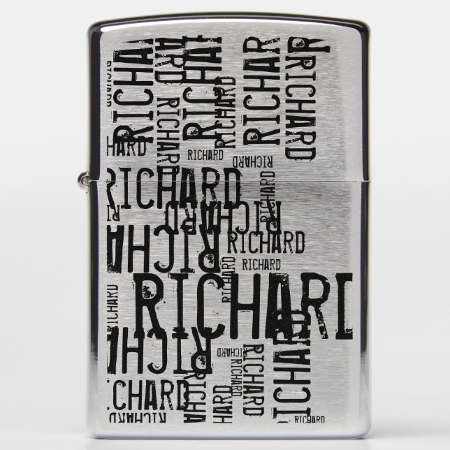 cool & modern typography pattern of names, zippo lighter (Front)