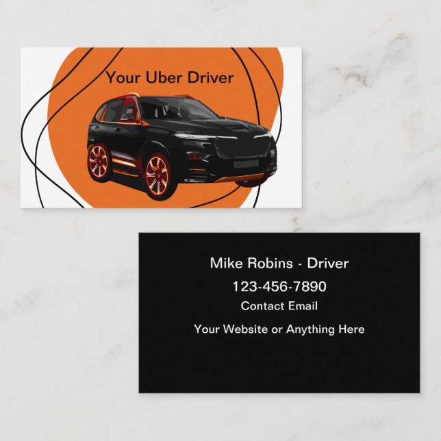 Cool Modern Uber Driver Business Card Design (Front/Back)
