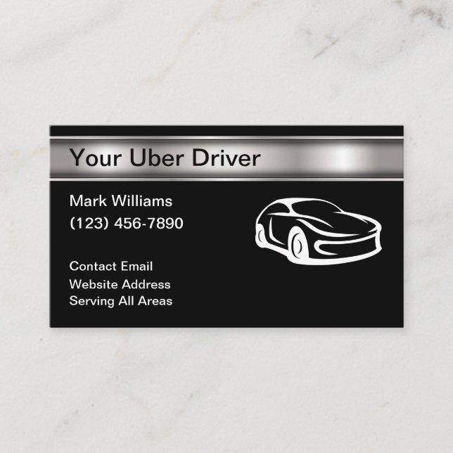 Cool Modern Uber Driver Ride Hailing Business Card (Front)
