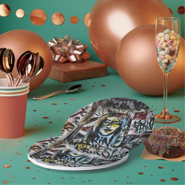 Cool Modern Urban Graffiti Street Art Paper Plates (Multi)