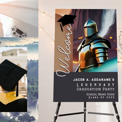 Cool Modern Welcome Sign Gamer Guy Graduation