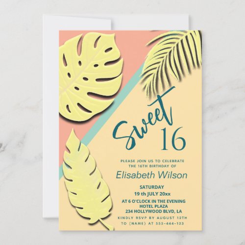 Cool modern whimsy pastel summer tropical   invitation