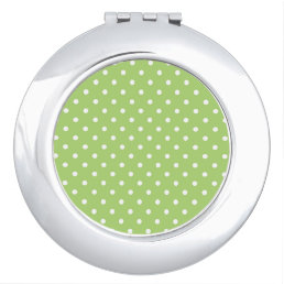cool, modern white and lime green polka dots makeup mirror