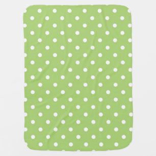 cool, modern white and lime green polka dots receiving blanket
