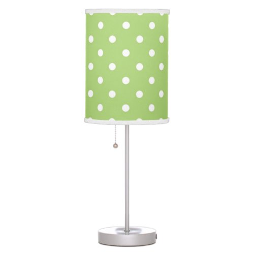 cool modern white and lime green polka dots table lamp