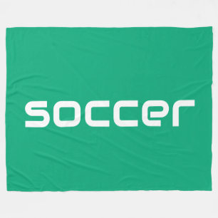 Cool Modern White SOCCER Text On Blue Green Fleece Blanket