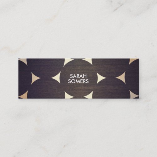 Cool Modern Wood and Gold Circles Pattern Mini Business Card