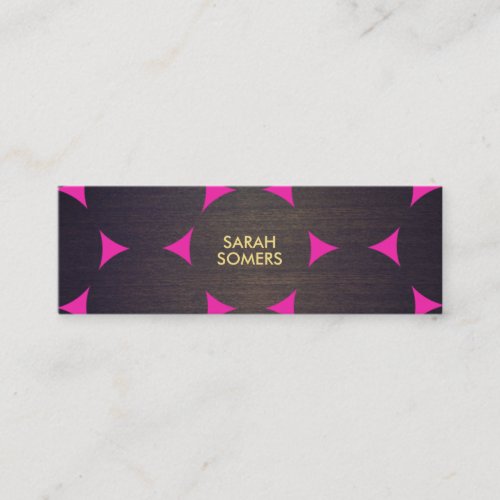 Cool Modern Wood and Pink Circles Pattern Mini Business Card