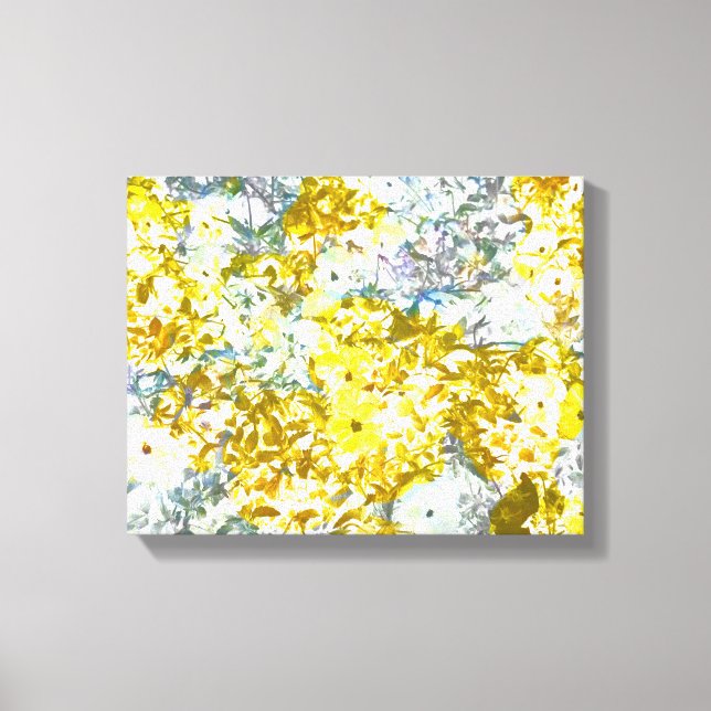 Cool, modern,yellow grey romantic flower pattern d canvas print (Front)