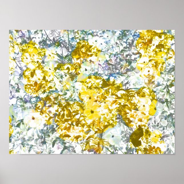 Cool, modern,yellow grey romantic flower pattern d poster (Front)
