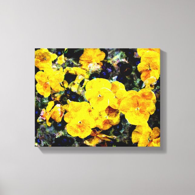 Cool modern yellow viola flower floral pattern art canvas print (Front)