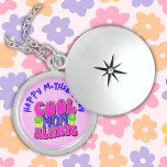 Cool Mom Always Happy Mother's Day | Locket Necklace<br><div class="desc">Happy Mother's Day - Cool Mom Always - Sterling Silver Locket Necklace. Pink and blue for girly moms who like things bright and bold.</div>