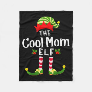 Cool Mom Christmas Elf Matching Pajama X-mas Party Fleece Blanket