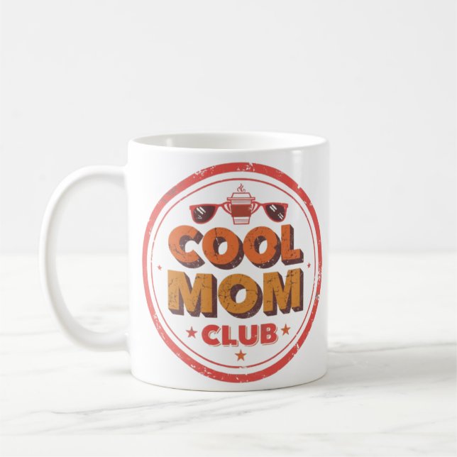 Cool Mom Club | Retro Badge Logo Coffee Mug (Left)