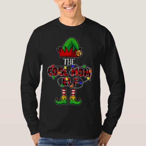 Cool Mom Elf Family Matching Christmas Buffalo Pla T_Shirt