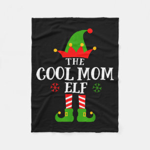 Cool Mom Elf Funny Matching Family Christmas Pajam Fleece Blanket