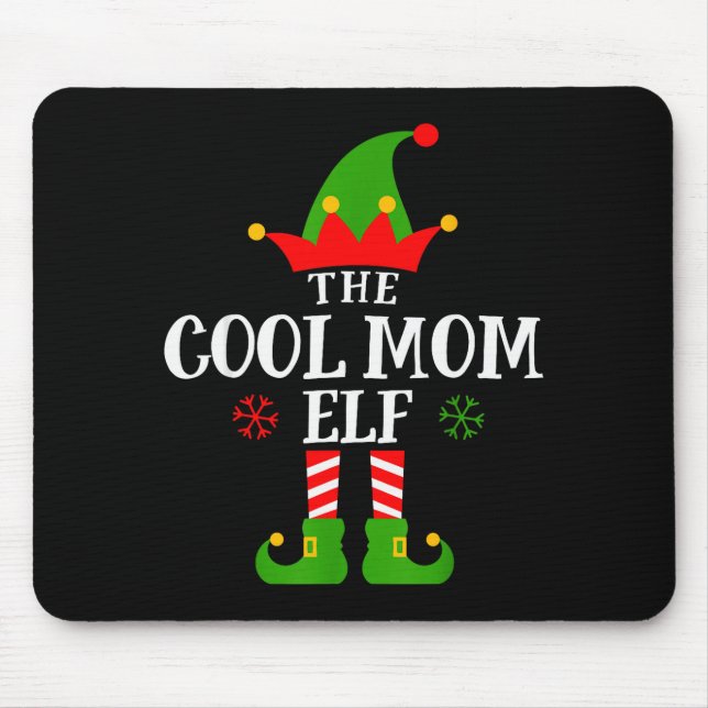 Cool Mom Elf Funny Matching Family Christmas Pajam Mouse Pad (Front)