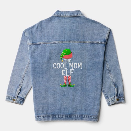 Cool Mom Elf Matching Family Group Christmas Party Denim Jacket