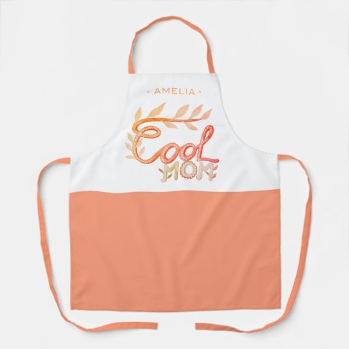 Cool Mom Hand Lettering Drawing Mother`s Day Apron - Cute Cool Mom Hand Lettering Drawing Mother`s Day Apron. Artistic handwriting and drawing. Great gift for best mom for Mother`s Day, birthday or Christmas.