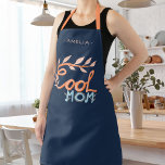 Cool Mom Hand Lettering Drawing Mother`s Day Apron<br><div class="desc">Cute Cool Mom Hand Lettering Drawing Mother`s Day Apron. Orange and pastel blue handwriting and drawing on navy blue background. Great gift for best mom for Mother`s Day,  birthday or Christmas.</div>