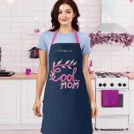 Cool Mom Hand Lettering Drawing Mother`s Day Apron<br><div class="desc">Cute Pink Cool Mom Hand Lettering Drawing Mother`s Day Apron. Pink handwriting and drawing on navy blue background. Great gift for best mom for Mother`s Day,  birthday or Christmas.</div>