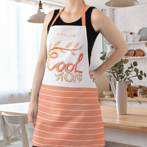Cool Mom Hand Lettering Drawing Mothers Day Apron