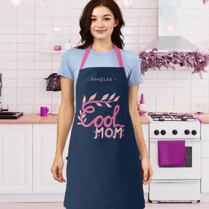 Cool Mom Hand Lettering Drawing Mother`s Day Apron