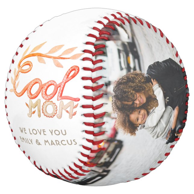 Cool Mom Hand Lettering Mother Keepsake Photo Softball (Angled)