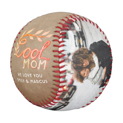 Cool Mom Hand Lettering Mother Rustic Beige Photo Baseball