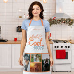 Cool Mom Hand Lettering Mother`s Day 4 Photo  Apron<br><div class="desc">Cool Mom Hand Lettering Mother`s Day 4 Photo Apron. Artistic handwriting and drawing in orange and blue. Add 4 photos and name and make a great gift for best mom for Mother`s Day,  birthday or Christmas.</div>