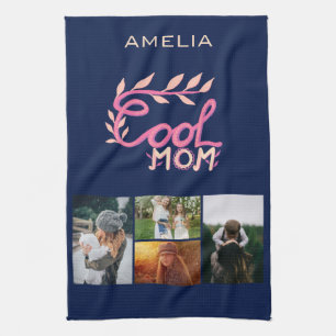 Cool Mom Hand Lettering Mother`s Day 4 Photo Kitchen Towel
