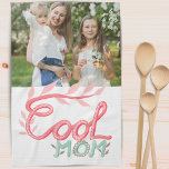 Cool Mom Hand Lettering Mother`s Day Photo Kitchen Towel<br><div class="desc">Cute Cool Mom Hand Lettering Drawing Mother`s Day Photo Kitchen Towel. Pink and pastel turquoise handwriting and drawing. Add your photo.</div>