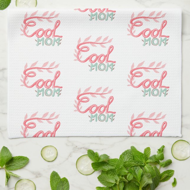 Cool Mom Hand Lettering Pattern Mother`s Day Kitchen Towel (Folded)